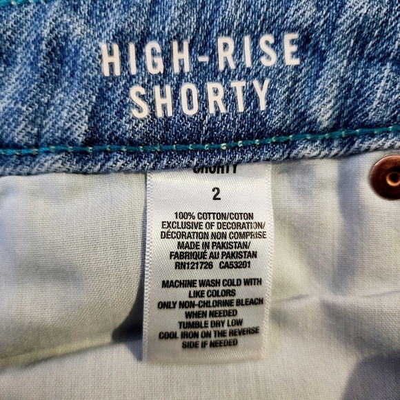 Aeropostale High Rise Shorty Distressed Blue Denim Jean Shorts Jorts Women's 2 - Picture 8 of 8
